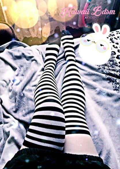 Striped Thigh High Socks (11562629383)