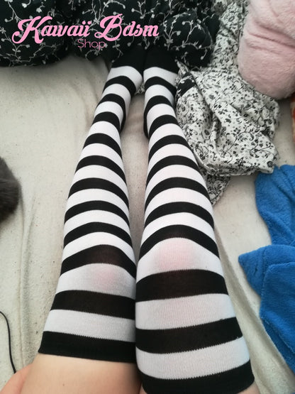 Striped Thigh High Socks (11562629383)