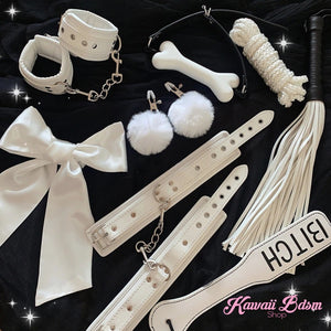 white bdsm kit set complete cute dom submissive babygirl kawaii bdsm pet 