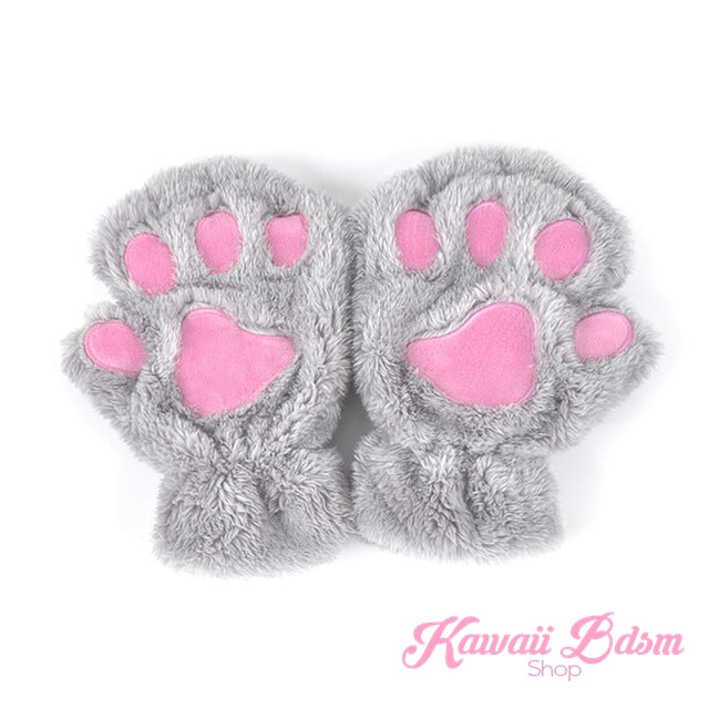 Plush Paw Fingerless Gloves (21118844935)