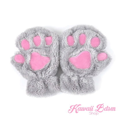 Plush Paw Fingerless Gloves (21118844935)
