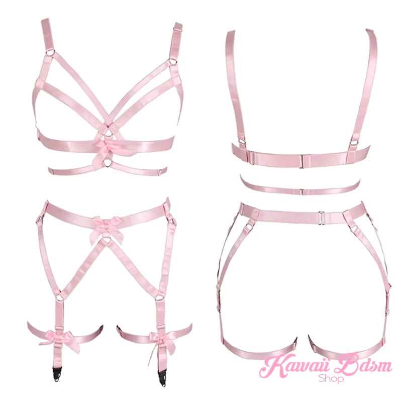 Harness Garter Chest Body handmade luxury bondage pink purple red black sexy belt ddlg babygirl little one girl women submissive by Kawaii Bdsm - Cute and Kinky / Worlwide Free and Disreet Shipping (499766755380)