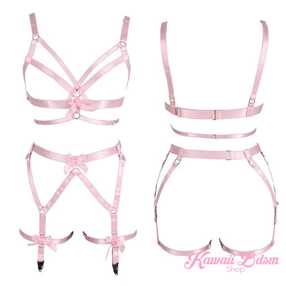Harness Garter Chest Body handmade luxury bondage pink purple red black sexy belt ddlg babygirl little one girl women submissive by Kawaii Bdsm - Cute and Kinky / Worlwide Free and Disreet Shipping (499766755380)
