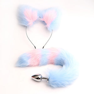 blue and pink pastel high quality tails matching cat fox ears pet kitten cat play bdsm bondage ageplay ddlg cglg little one roleplay kawaii bdsm