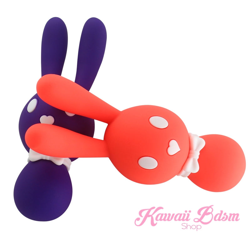 Mitzi Bunny Vibrator (A contrasting dark blue kawaii bunny vibrator with bright orange ears and details, perfect for alternative aesthetics)