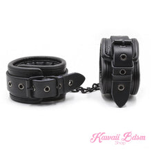 Bdsm bondage kit set vegan leather faux superior premium luxury restraints couple sex black collar hand cuffs ankle leash pet play kitten submissive sub slave by Kawaii Bdsm - cute and kinky / worldwide Free & Discreet Shipping (1227495637044)