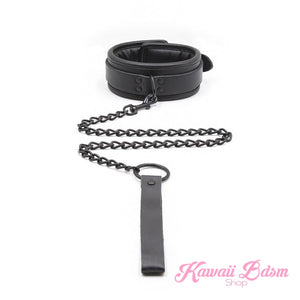 Bdsm bondage kit set vegan leather faux superior premium luxury restraints couple sex black collar hand cuffs ankle leash pet play kitten submissive sub slave by Kawaii Bdsm - cute and kinky / worldwide Free & Discreet Shipping (1227495637044)
