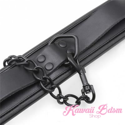 Bdsm bondage kit set vegan leather faux superior premium luxury restraints couple sex black collar hand cuffs ankle leash pet play kitten submissive sub slave by Kawaii Bdsm - cute and kinky / worldwide Free & Discreet Shipping (1227495637044)