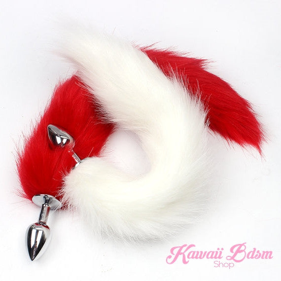 red vegan faux fur tail cosplay fox kitten cat plug silicone stainless steel neko catgirl cat kittenplay kitten girl boy petplay pet sexy adult toys buttplug plug anal ass submissive ddlg cgl mdlg mdlb ddlb little by Kawaii BDSM - cute and kinky / Worldwide Free Shipping (10949172231)