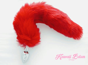 red vegan faux fur tail cosplay fox kitten cat plug silicone stainless steel neko catgirl cat kittenplay kitten girl boy petplay pet sexy adult toys buttplug plug anal ass submissive ddlg cgl mdlg mdlb ddlb little by Kawaii BDSM - cute and kinky / Worldwide Free Shipping (10949172231)