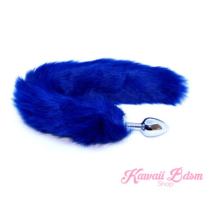 blue vegan faux fur tail cosplay wolf fox kitten cat plug silicone stainless steel neko catgirl cat kittenplay kitten girl boy petplay pet sexy adult toys buttplug plug anal ass submissive ddlg cgl mdlg mdlb ddlb little by Kawaii BDSM - cute and kinky / Worldwide Free Shipping (11128974919)