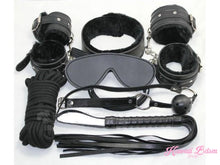 Bdsm kit Set 10 pcs pet bone gag hand cuffs collar leash ankle cuffs whip paddle nipple clamps  feather rope shibari bondage cute pink black red aesthetic ddlg cglg mdlg ddlb mdlb little submissive restraints sex couple by Kawaii BDSM - cute and kinky / Worldwide Free Shipping (11017516999)