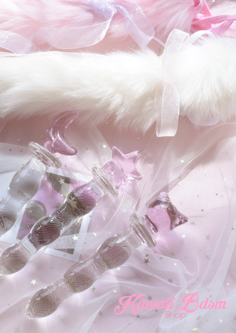 Kawaii aesthetic display of the moon glass wand, perfect for beginners in temperature play.