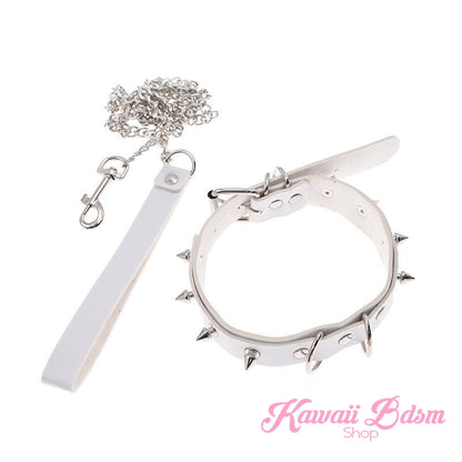 collar leash choker fashion goth sexy slave sub submissive ddlg cglg cglb mdlb mommy daddy little bondage black pink aesthetic white by Kawaii Bdsm - Cute and Kinky / Worldwide Free and Discreet Shipping  (781560414260)